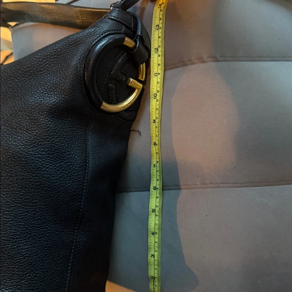 Gucci Black Leather Hobo Bag with Gold Hardware